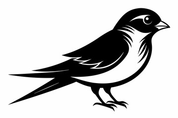 sparrow silhouette line art vector illustration with a white background