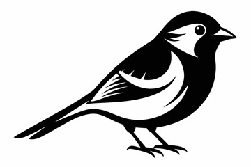 sparrow silhouette line art vector illustration with a white background