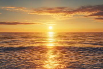 Dazzling sunset over calm ocean waters creates peaceful evening ambience