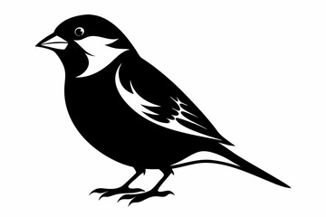 sparrow silhouette line art vector illustration with a white background