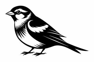sparrow silhouette line art vector illustration with a white background