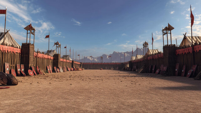 Realistic Roman Military Camp Designed for Multiplayer Combat and Strategic Battles