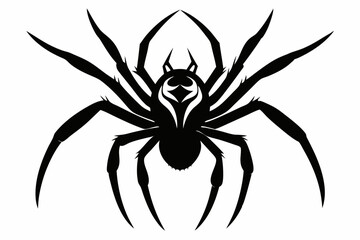 spider silhouette line art vector illustration with a white background