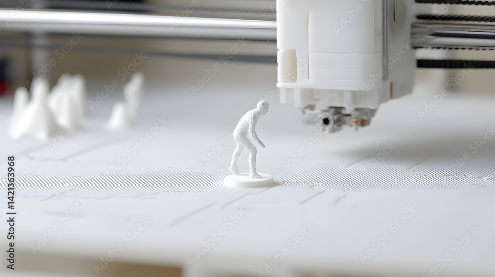 Aufkleber a close up view of a resin 3d printer in the middle of printing a detailed miniature figure on a cle