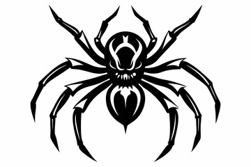 spider silhouette line art vector illustration with a white background