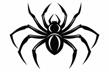 spider silhouette line art vector illustration with a white background