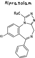 Fototapeta premium chemical structure of Alprazolam illustration on transparency background