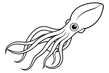 squid silhouette line art vector illustration with a white background