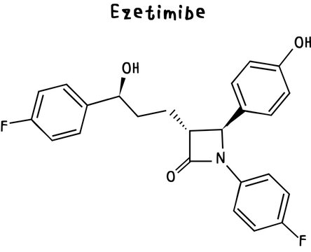 chemical structure of Ezetimibe illustration on transparency background