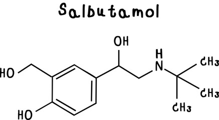 chemical structure of Salbutamol illustration on transparency background