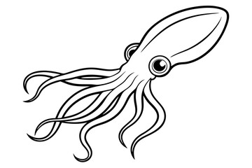 squid silhouette line art vector illustration with a white background