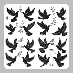 A brown and white set of wild avian animals, including quail and pheasant, are isolated as a vector illustration in nature