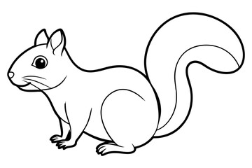 squirrel silhouette line art vector illustration with a white background