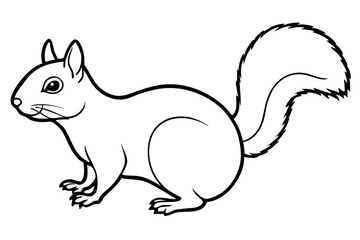 squirrel silhouette line art vector illustration with a white background