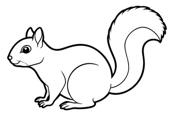 squirrel silhouette line art vector illustration with a white background