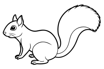 squirrel silhouette line art vector illustration with a white background