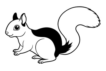 squirrel silhouette line art vector illustration with a white background