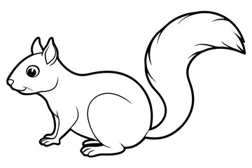 squirrel silhouette line art vector illustration with a white background