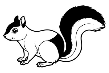 squirrel silhouette line art vector illustration with a white background