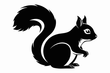 squirrel silhouette line art vector illustration with a white background