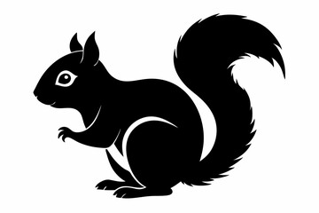 squirrel silhouette line art vector illustration with a white background