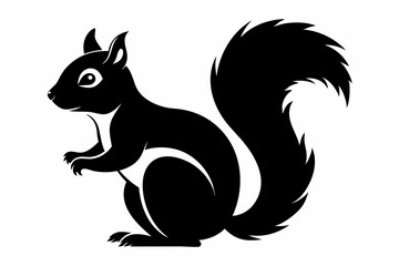 squirrel silhouette line art vector illustration with a white background