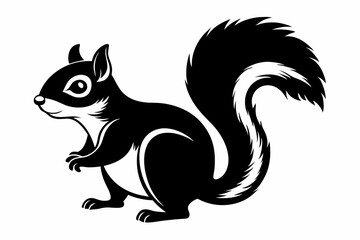 squirrel silhouette line art vector illustration with a white background