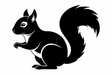 squirrel silhouette line art vector illustration with a white background
