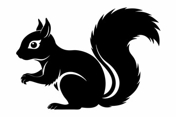 squirrel silhouette line art vector illustration with a white background