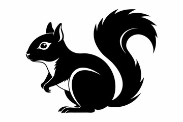 squirrel silhouette line art vector illustration with a white background