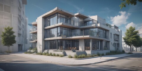 Blueprint photo effect mockup with architectural sketch overlay  Modern building visualization ,  angles,  vintage