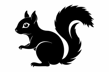 squirrel silhouette line art vector illustration with a white background