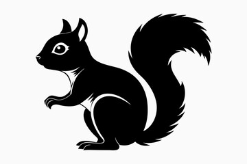 squirrel silhouette line art vector illustration with a white background