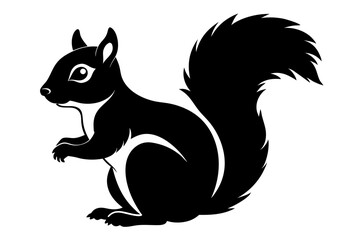 squirrel silhouette line art vector illustration with a white background