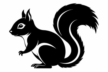 squirrel silhouette line art vector illustration with a white background