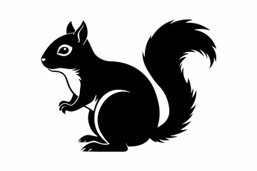 Obraz premium squirrel silhouette line art vector illustration with a white background