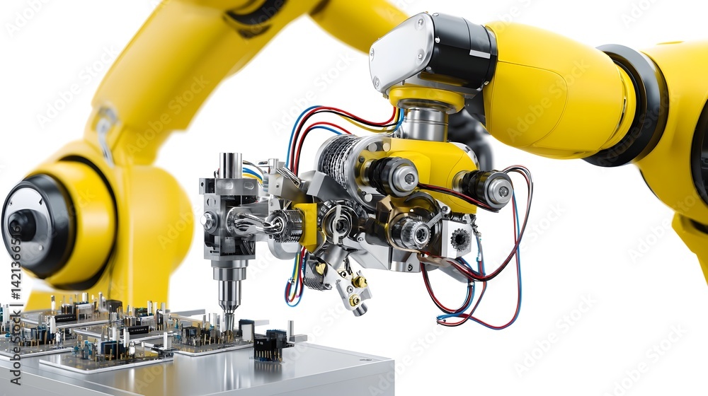 Leinwandbilder a highly sophisticated multi axis robotic arm equipped with a specialized metal 3d printing tool hea