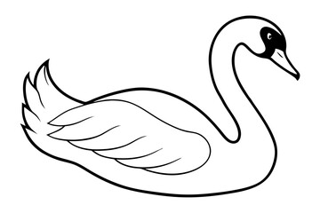 swan silhouette line art vector illustration with a white background