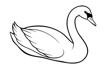 swan silhouette line art vector illustration with a white background