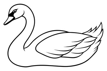 swan silhouette line art vector illustration with a white background