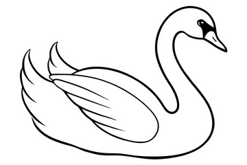 swan silhouette line art vector illustration with a white background