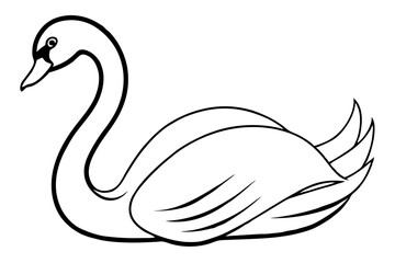 swan silhouette line art vector illustration with a white background