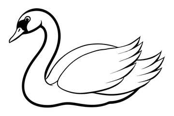 swan silhouette line art vector illustration with a white background
