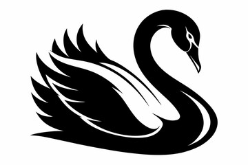 swan silhouette line art vector illustration with a white background