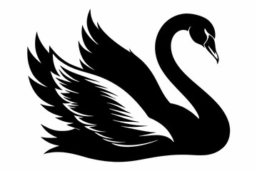 swan silhouette line art vector illustration with a white background