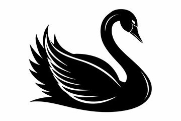 swan silhouette line art vector illustration with a white background