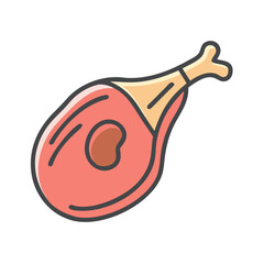 Fototapeta premium Pork Chop Icon Representing Bone-In Meat Cut and Butchered Protein Portion