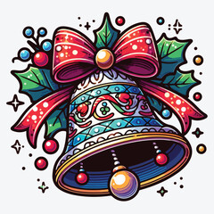 Bell with bow for decorating stock illustration