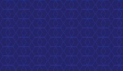 Seamless geometric pattern with interlocking hexagon shapes on deep blue background