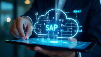 Futuristic sap cloud interface a sleek, futuristic...